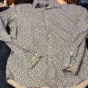 Pronto Uomo Blue and White Floral Button Down Shirt